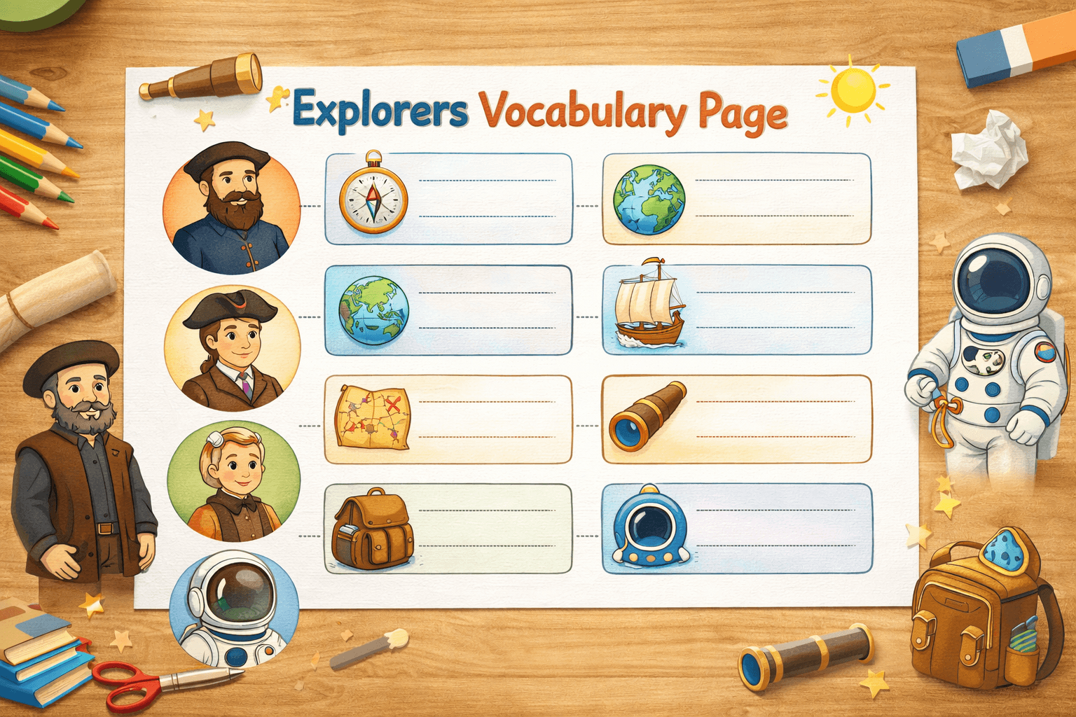 Explorers Vocabulary Page